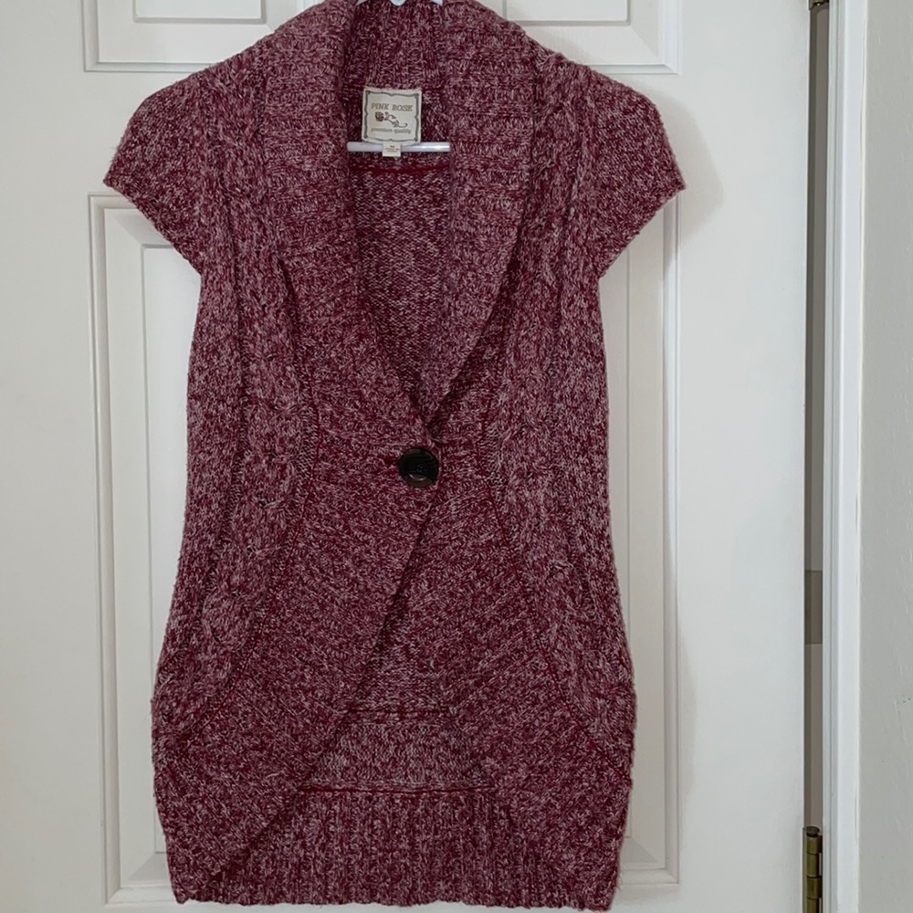 Pink Rose Cardigan Vest Sweater